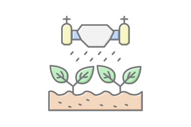 Çiftliğin üstündeki dron, vektör, piksel mükemmel, illüstratör dosyası