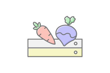 Sebze, yatak, vektör, piksel mükemmel, illüstratör dosyası