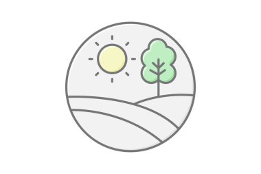 Sunset Çiftlik Yolu, vektör, piksel mükemmel, illüstratör dosyası