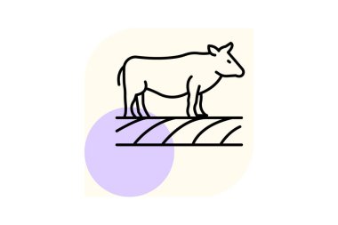 Cropland 'da İnek, vektör, piksel mükemmel, illüstratör dosyası