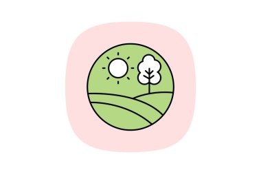 Sunset Çiftlik Yolu, vektör, piksel mükemmel, illüstratör dosyası