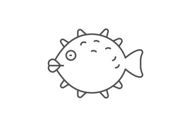 Kirpi balığı, vektör, piksel mükemmel, illüstratör dosyası