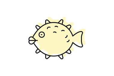 Kirpi balığı, vektör, piksel mükemmel, illüstratör dosyası