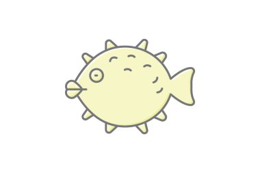 Kirpi balığı, vektör, piksel mükemmel, illüstratör dosyası