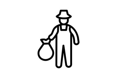 Kompost Torbalı Çiftçi, vektör, piksel mükemmel, illüstratör dosyası