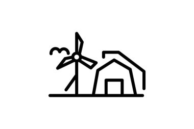 Rüzgar Türbinli Çiftlik, vektör, piksel mükemmel, illüstratör dosyası