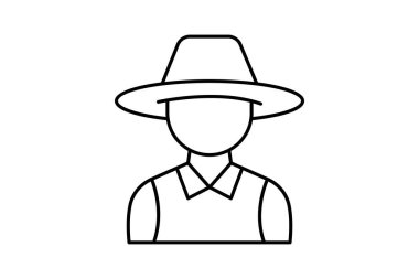 Hasır Şapkalı Çiftçi, vektör, piksel mükemmel, illüstratör dosyası