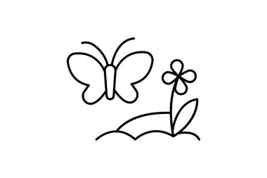 Kelebek Bahçede, vektör, piksel mükemmel, çizer dosyası