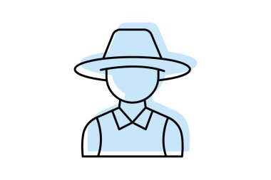 Hasır Şapkalı Çiftçi, vektör, piksel mükemmel, illüstratör dosyası