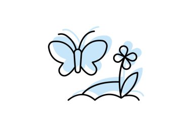 Kelebek Bahçede, vektör, piksel mükemmel, çizer dosyası