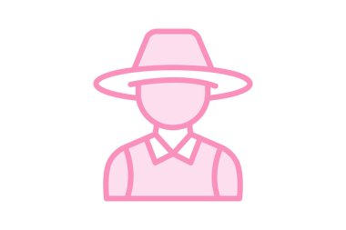 Hasır Şapkalı Çiftçi, vektör, piksel mükemmel, illüstratör dosyası