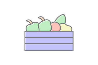 Tahta Sandık Sebze, vektör, piksel mükemmel, illüstratör dosyası