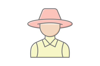 Hasır Şapkalı Çiftçi, vektör, piksel mükemmel, illüstratör dosyası