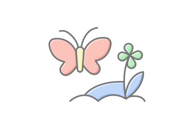 Kelebek Bahçede, vektör, piksel mükemmel, çizer dosyası