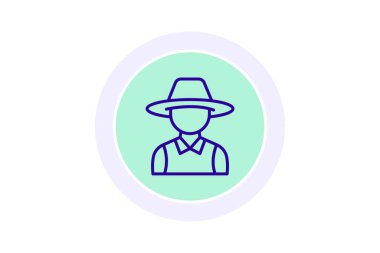 Hasır Şapkalı Çiftçi, vektör, piksel mükemmel, illüstratör dosyası