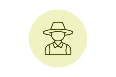 Hasır Şapkalı Çiftçi, vektör, piksel mükemmel, illüstratör dosyası