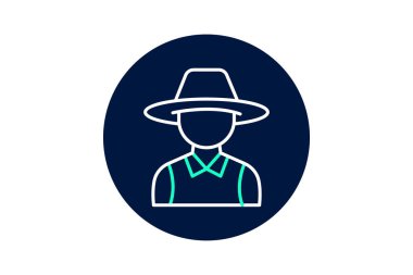 Hasır Şapkalı Çiftçi, vektör, piksel mükemmel, illüstratör dosyası