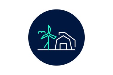 Rüzgar Türbinli Çiftlik, vektör, piksel mükemmel, illüstratör dosyası