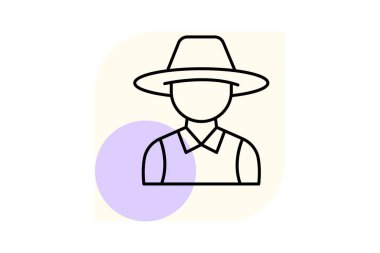 Hasır Şapkalı Çiftçi, vektör, piksel mükemmel, illüstratör dosyası