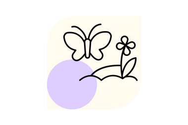 Kelebek Bahçede, vektör, piksel mükemmel, çizer dosyası