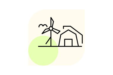 Rüzgar Türbinli Çiftlik, vektör, piksel mükemmel, illüstratör dosyası