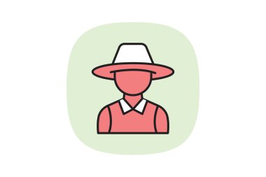 Hasır Şapkalı Çiftçi, vektör, piksel mükemmel, illüstratör dosyası