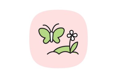 Kelebek Bahçede, vektör, piksel mükemmel, çizer dosyası