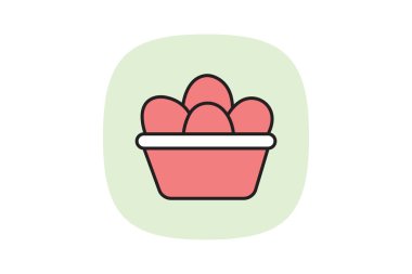 Organik yumurta sepeti, vektör, piksel mükemmel, illüstratör dosyası