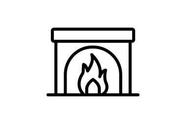 Şömine Salonu, vektör, piksel mükemmel, illüstratör dosyası