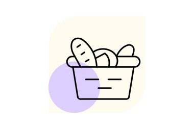 Ekmek sepeti, vektör, piksel mükemmel, illüstratör dosyası