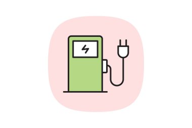 Ev Şarj İstasyonu, vektör, piksel mükemmel, illüstratör dosyası