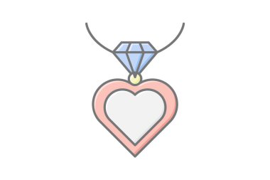 Elmas Kalp Kolyesi, vektör, piksel mükemmel, illüstratör dosyası