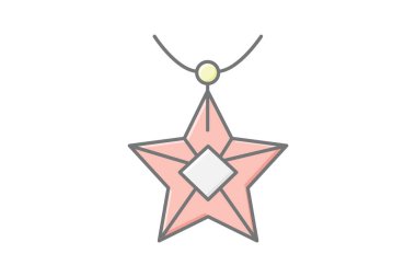 Elmas Yıldızı Kolyesi, vektör, piksel mükemmel, illüstratör dosyası