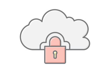 Bulut Güvenliği, vektör, piksel mükemmel, illüstratör dosyası