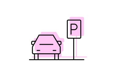 Otopark, vektör, piksel mükemmel, illüstratör dosyası