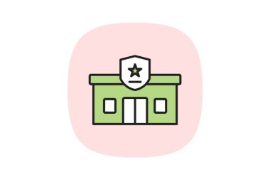 Polis Merkezi, vektör, piksel mükemmel, illüstratör dosyası