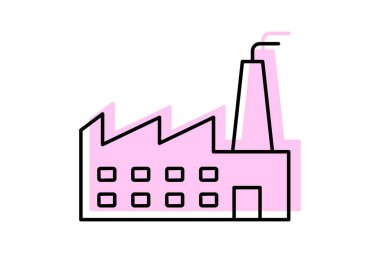 Fabrika Binası, vektör, piksel mükemmel, illüstratör dosyası