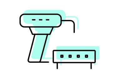 Endüstriyel tarayıcı, vektör, piksel mükemmel, illüstratör dosyası