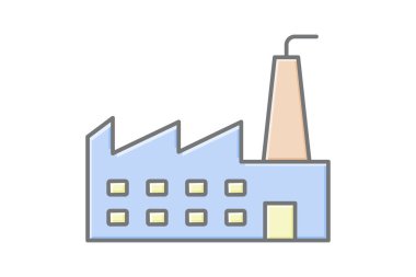 Fabrika Binası, vektör, piksel mükemmel, illüstratör dosyası