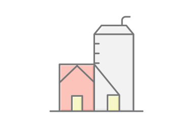 Endüstriyel silo, vektör, piksel mükemmel, illüstratör dosyası