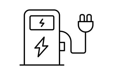 Elektrik Araç Yükleme İstasyonu, vektör, piksel mükemmel, illüstratör dosyası