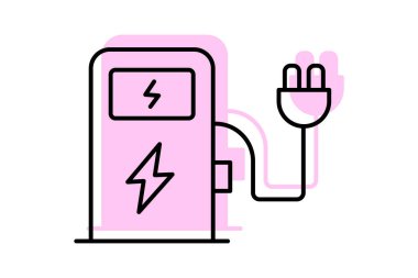 Elektrik Araç Yükleme İstasyonu, vektör, piksel mükemmel, illüstratör dosyası