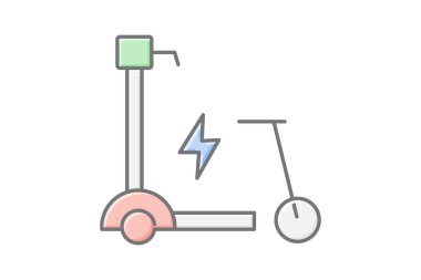 Elektrik Scooter Rıhtımı, vektör, piksel mükemmel, illüstratör dosyası