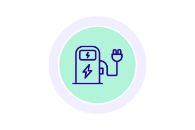 Elektrik Araç Yükleme İstasyonu, vektör, piksel mükemmel, illüstratör dosyası