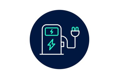 Elektrik Araç Yükleme İstasyonu, vektör, piksel mükemmel, illüstratör dosyası