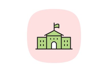 Üniversite Binası, vektör, piksel mükemmel, illüstratör dosyası