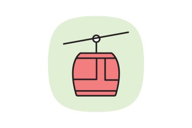 Kablo Araba Sistemi, vektör, piksel mükemmel, illüstratör dosyası