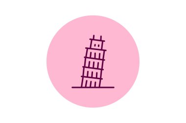 Eğik Pisa Kulesi, vektör, piksel mükemmel, illüstratör dosyası