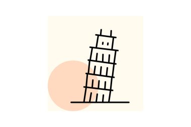 Eğik Pisa Kulesi, vektör, piksel mükemmel, illüstratör dosyası