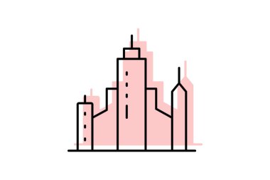 Kentsel Skyline Simgesi, vektör, piksel mükemmel, illüstratör dosyası